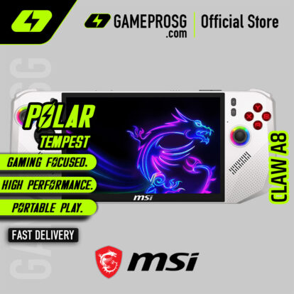MSI Claw A8 Gaming Handheld – 8″ FHD 120Hz Touchscreen - AMD Ryzen Z2 Extreme - 24GB - 1TB SSD - Polar Tempes