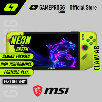 MSI Claw A8 Gaming Handheld – 8″ FHD 120Hz Touchscreen - AMD Ryzen Z2 Extreme - 24GB - 1TB SSD - Neon Green