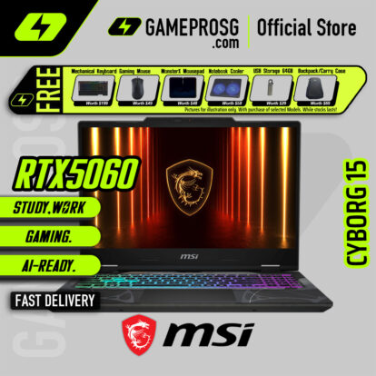 MSI Cyborg 15 Gaming Laptop — Translucent Cyber Style — RTX 5060 - 15.6" 144Hz - i7-13620H - 16GB - 512GB