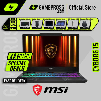 MSI Cyborg 15 Gaming Laptop — RTX5050 - 15.6" FHD 144Hz - i7-13620H - 16GB DDR5 - 512GB SSD (Gamers & Creators)
