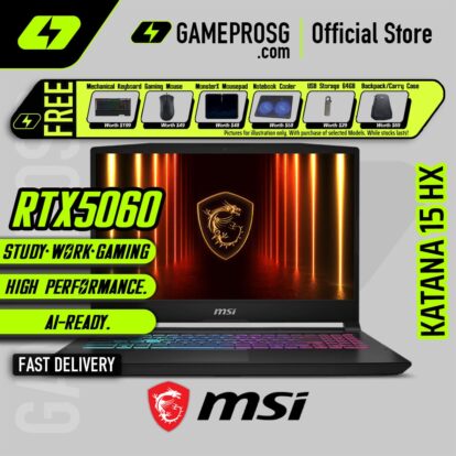MSI Katana 15 HX Gaming Laptop — Max CPU Performance — RTX 5060 - 15.6" QHD 165Hz - i9-14900HX - 16GB - 1TB