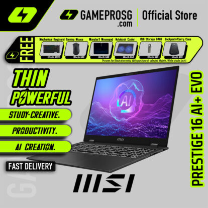 MSI Prestige 16 AI+ Evo Laptop — Elite Performance — 16" UHD+ OLED - Ultra 9 288V - 32GB - 1TB SSD