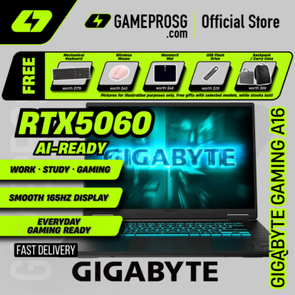 【32GB RAM】GIGABYTE GAMING A16 Laptop — RTX5060 - 16" FHD+ 165Hz - Intel i7-13620H - 1TB SSD (For Gamers & Creators)