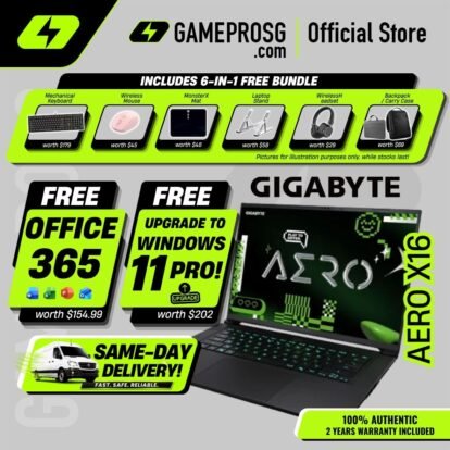 [Same‑Day Delivery] Gigabyte Aero X16 Copilot+ AI Laptop – AMD Ryzen AI 7 – 16GB RAM – 1TB SSD – RTX5050 – 16″ FHD+ 165Hz