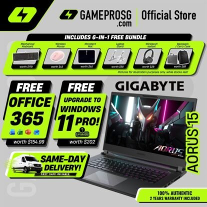 [Exclusive] [Same‑Day Delivery] Gigabyte AORUS 15 AI Gaming Laptop – Intel Core i7 – 16GB RAM – 512GB SSD – RTX4060 – 15.6″ FHD 360Hz