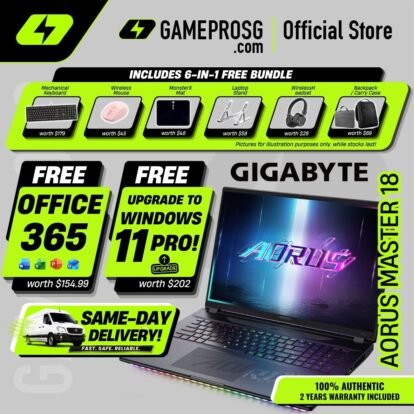 [Exclusive] [Same‑Day Delivery] Gigabyte AORUS Master 18 AI Gaming Laptop – Intel Core Ultra 9 – 32GB RAM – 2TB SSD – RTX5080 – 18″ Mini LED 240Hz