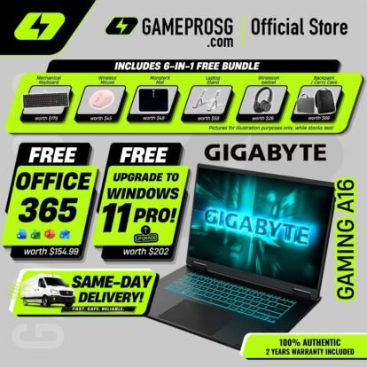 [Same‑Day Delivery] GIGABYTE GAMING A16 AI Laptop – Intel Core i7 – 32GB RAM – 1TB SSD – RTX5060 – 16″ FHD+ 165Hz