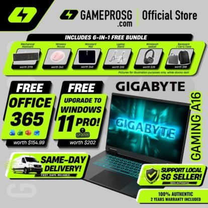 [Same‑Day Delivery] GIGABYTE GAMING A16 AI Laptop – Intel Core i7 – 32GB RAM – 1TB SSD – RTX5060 – 16″ FHD+ 165Hz