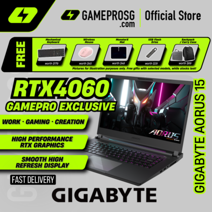 [Exclusive] Gigabyte AORUS 15 Gaming Laptop — Fast Action — RTX 4060 - 15.6" 360Hz - i7-13620H - 16GB - 512GB SSD