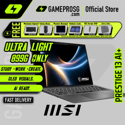 MSI Prestige 13 AI+ Copilot+ PC Laptop - Intel Core Ultra 9 Processor - 13.3" 2.8K OLED - 32GB - 1TB - 899G