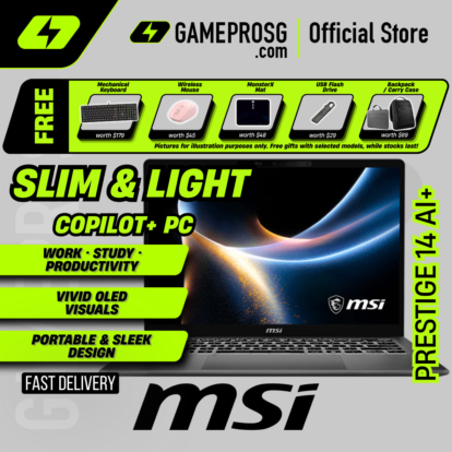 MSI Prestige 14 AI+ Copilot+ PC Laptop - Intel Core Ultra 7 Processor - 14" FHD+ OLED - 32GB - 1TB - 1.32kg