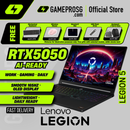Lenovo Legion 5 Gaming Laptop – 15.3″ WQXGA OLED 165Hz – AMD Ryzen 7 – RTX 5050 – 16GB RAM – 1TB SSD
