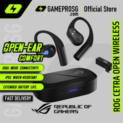 ASUS ROG Cetra Open Wireless – Open-Ear Gaming Earbuds – Lightweight Fit – Wireless Low Latency – Stay Aware Play Longer