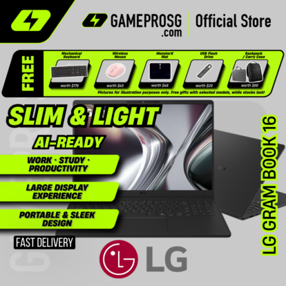 LG Gram Book 16 Lightweight Productivity Laptop – 16" IPS – AMD Ryzen AI – 16GB RAM – 512GB SSD