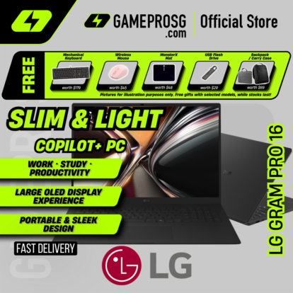 LG Gram Pro 16 Lightweight Laptop - 16" OLED - Intel Core Ultra X7 - 16GB RAM - 512GB SSD - Lager Display