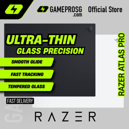 Razer Atlas Pro – Ultra-Thin Glass Mouse Mat – 1.9mm Tempered Glass – Speed Glide Gaming