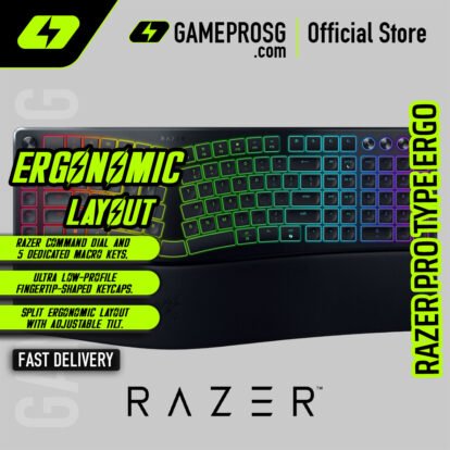 Razer Pro Type Ergo Wireless Ergonomic Keyboard – Split Layout – Productivity Keyboard