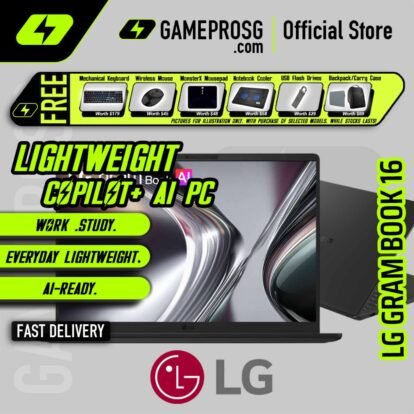 LG Gram Book 16 Lightweight Productivity Laptop – 16" IPS – AMD Ryzen AI – 16GB RAM – 512GB SSD