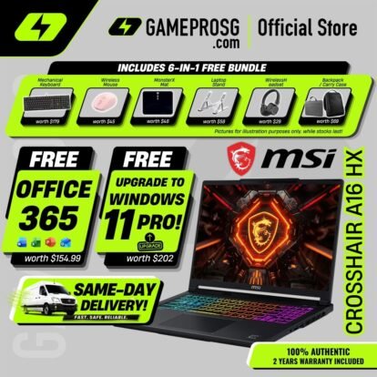 MSI Crosshair A16 HX – 16" QHD+ 240Hz IPS – AMD Ryzen 9 HX – RTX5060 – 16GB RAM – 1TB SSD – AI Gaming Laptop