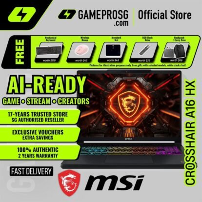 MSI Crosshair A16 HX – 16" QHD+ 240Hz IPS – AMD Ryzen 9 HX – RTX5060 – 16GB RAM – 1TB SSD – AI Gaming Laptop