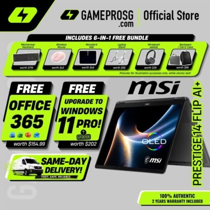 MSI Prestige 14 Flip AI+ – 14" OLED Touch – Intel Core Ultra 9 – 32GB RAM – 1TB SSD – Convertible 2-in-1 Copilot+ PC