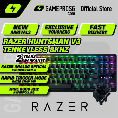 Razer Huntsman V3 TKL 8KHz Esports Gaming Keyboard – Analog Optical Gen-2 Switch – Rapid Trigger – Ultra Low Latency