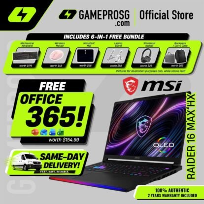 MSI Raider 16 Max HX – 16" OLED 240Hz – Intel Core Ultra 9 – RTX5070Ti – 32GB RAM – 1TB SSD – Extreme AI & Gaming Laptop
