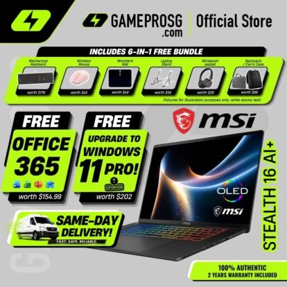 MSI Stealth 16 AI+ – 16" OLED 240Hz – Intel Core Ultra 9 – RTX5060 – 32GB RAM – 1TB SSD – Creator & Gaming Laptop