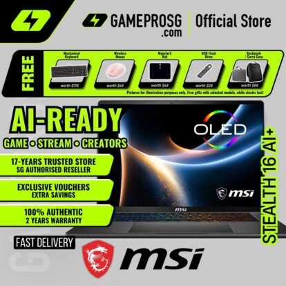 MSI Stealth 16 AI+ – 16" OLED 240Hz – Intel Core Ultra 9 – RTX5060 – 32GB RAM – 1TB SSD – Creator & Gaming Laptop
