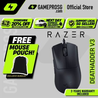Razer DeathAdder V3 Lightweight Optical Wired Gaming Mouse with 8K Hz HyperPolling Technology