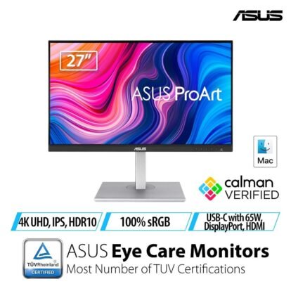 ASUS ProArt Display PA279CV Monitor – 27" 4K UHD IPS – 100% sRGB – USB-C – Calman Verified