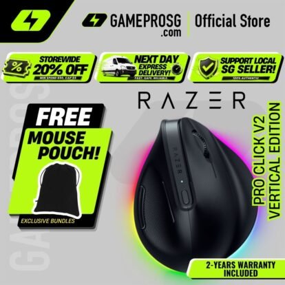 Razer Pro Click V2 Vertical Gaming Mouse — Wireless - Ergonomic - 6-Button Design