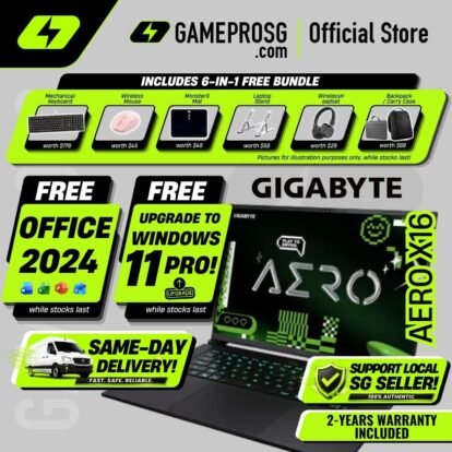 [Same‑Day Delivery] Gigabyte Aero X16 Copilot+ AI Laptop – AMD Ryzen AI 7 – 16GB RAM – 1TB SSD – RTX5050 – 16″ FHD+ 165Hz
