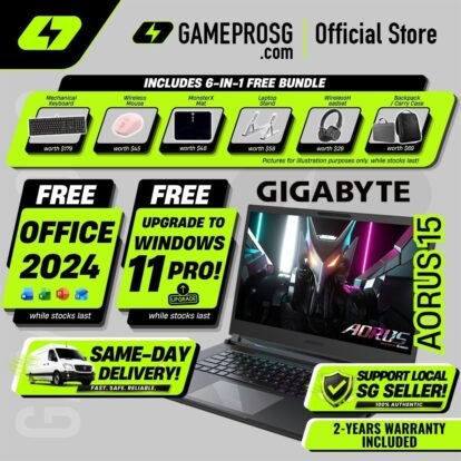 [Exclusive] [Same‑Day Delivery] Gigabyte AORUS 15 AI Gaming Laptop – Intel Core i7 – 16GB RAM – 512GB SSD – RTX4060 – 15.6″ FHD 360Hz