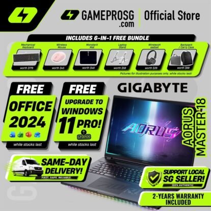 [Exclusive] [Same‑Day Delivery] Gigabyte AORUS Master 18 AI Gaming Laptop – Intel Core Ultra 9 – 32GB RAM – 2TB SSD – RTX5080 – 18″ Mini LED 240Hz
