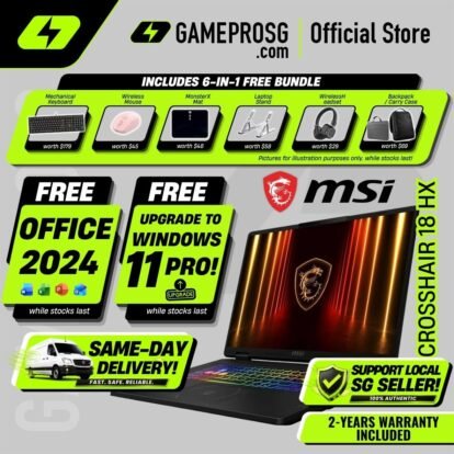 MSI Crosshair 18 HX AI Gaming Laptop - Intel Core Ultra 9 processor - NVIDIA GeForce RTX5060 - 18″ QHD+ 240Hz IPS