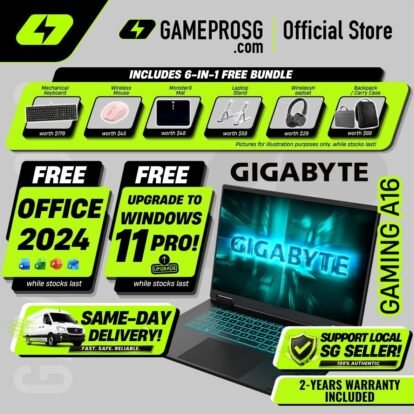 [Same‑Day Delivery] GIGABYTE GAMING A16 AI Laptop – Intel Core i7 – 32GB RAM – 1TB SSD – RTX5060 – 16″ FHD+ 165Hz