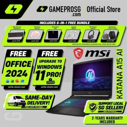[Same‑Day Delivery] MSI Katana A15 AI Gaming Laptop – AMD Ryzen 7 – 16GB RAM – 1TB SSD – RTX4050 – 15.6″ FHD 144Hz