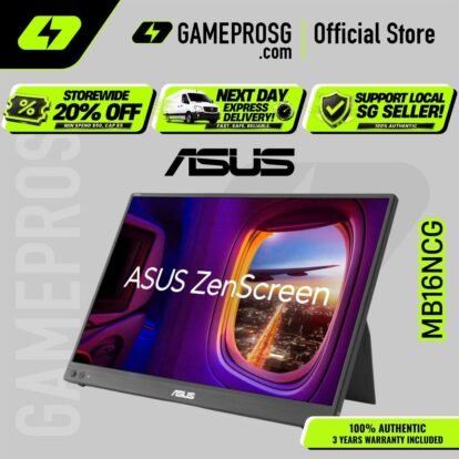 ASUS ZenScreen MB16NCG Portable Monitor – 16" WQXGA IPS 155Hz – 100% sRGB – USB-C Mini HDMI