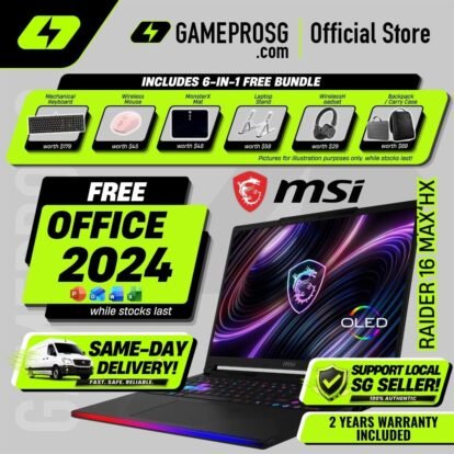MSI Raider 16 Max HX – 16" OLED 240Hz – Intel Core Ultra 9 – RTX5080 – 32GB RAM – 1TB SSD – Extreme AI & Gaming Laptop