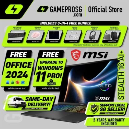 MSI Stealth 16 AI+ – 16" OLED 240Hz – Intel Core Ultra 9 – RTX5060 – 32GB RAM – 1TB SSD – Creator & Gaming Laptop