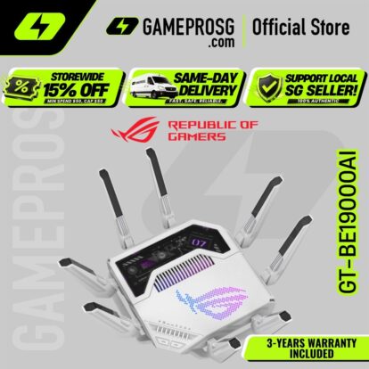 【SAME-DAY DELIVERY】ASUS ROG Rapture GT-BE19000AI WiFi 7 AI Tri-band Gaming Router – Dual 10G Ports – Docker Support