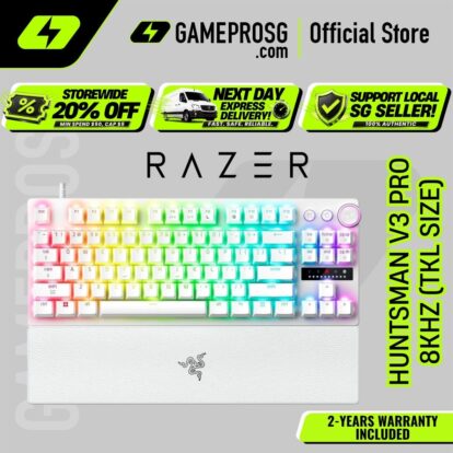 Razer Huntsman V3 Pro Tenkeyless 8KHz – Analog Optical Switches Gen-2 – Rapid Trigger Gaming Keyboard - White