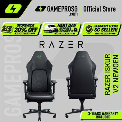Razer Iskur V2 NewGen Ergonomic Gaming Chair – HyperFlex Lumbar Support – Black Green