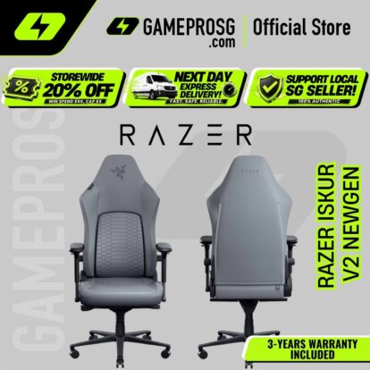 Razer Iskur V2 NewGen Ergonomic Gaming Chair – HyperFlex Lumbar Support – Light Gray