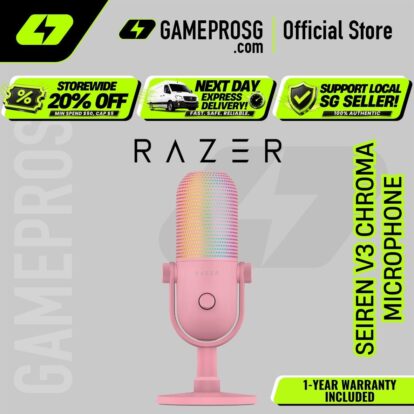 Razer Seiren V3 Chroma – 24-Bit USB Condenser Microphone – Chroma RGB – Quartz Edition
