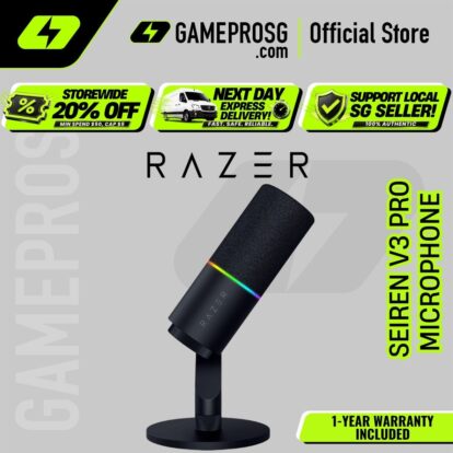 Razer Seiren V3 Pro – Dynamic USB-C & XLR Microphone – 32-Bit Float – AI Noise Removal – Chroma RGB