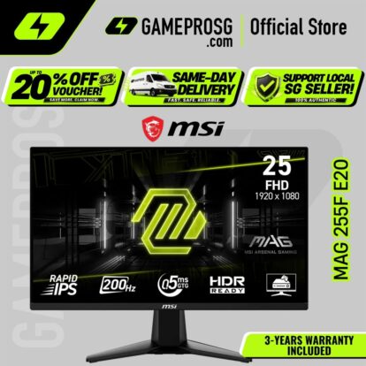 MSI MAG 255F E20 – 24.5" FHD Rapid IPS 200Hz – 0.5ms – FreeSync Gaming Monitor