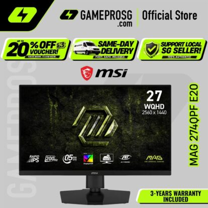 MSI MAG 274QPF E20 – 27" QHD Rapid IPS 200Hz – 0.5ms – HDR400 Gaming Monitor