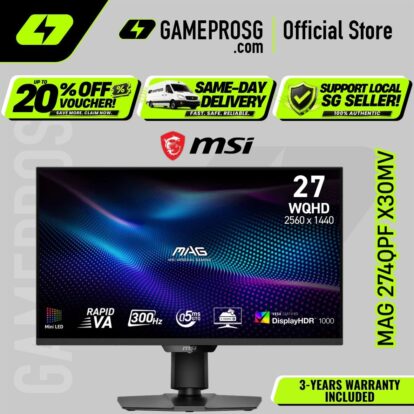 MSI MAG 274QPF X30MV – 27" QHD Rapid VA Mini-LED 300Hz – 0.5ms – HDR1000 Gaming Monitor